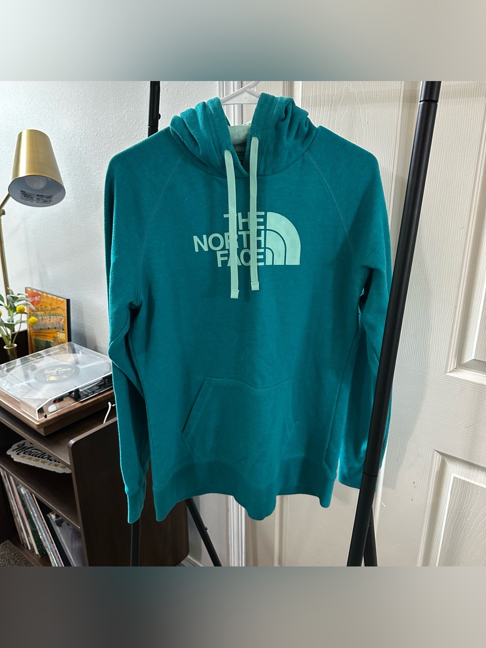 The North Face Teal Pullover Hoodie with Mint Accents